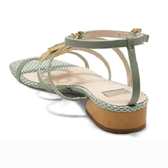 Louise et Cie Mint Green Strappy Sandals with Gold Accents - Picture 4 of 11